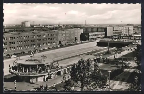 AK Duisburg, Hauptbahnhof, Vorplatz, Rundbau mit Café