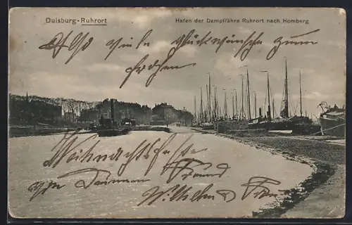 AK Duisburg-Ruhrort, Hafen der Dampffähre Ruhrort nach Homberg
