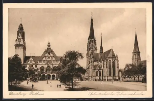 AK Duisburg, Rathaus, Salvatorkirche, Johanniskirche