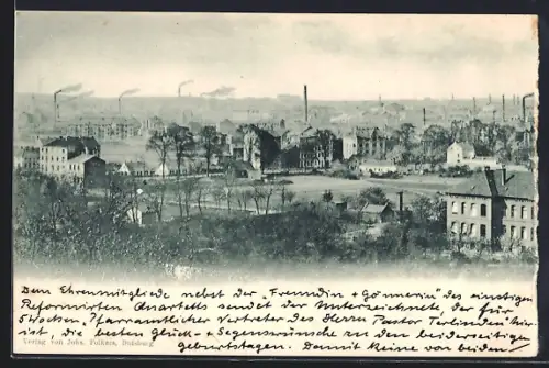AK Duisburg, Panorama mit Fabriken und Wohnhäusern