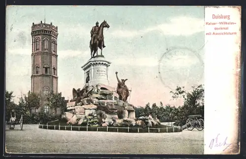 AK Duisburg, Kaiser-Wilhelm-Denkmal, Aussichtsturm
