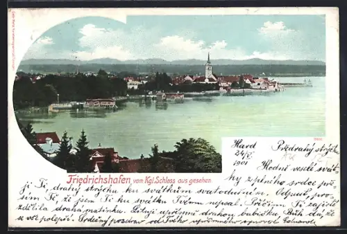 AK Friedrichshafen, Blick vom Kgl. Schloss auf Stadt und See
