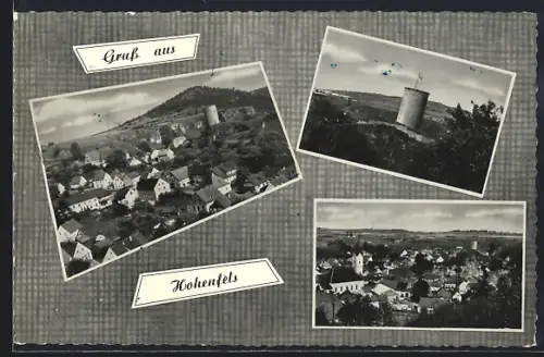 AK Hohenfels / Opf., Ortsansicht, Burgturm, Kirche