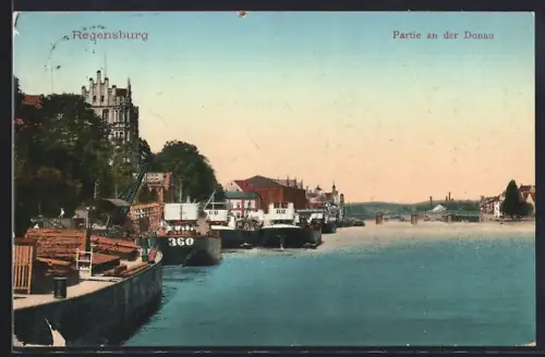 AK Regensburg, Partie an der Donau