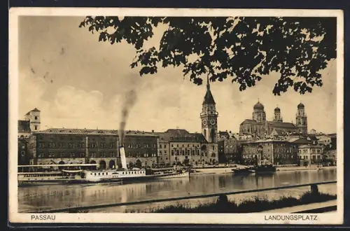 AK Passau, Landungsplatz, Dampfschiff, Dom St. Stephan