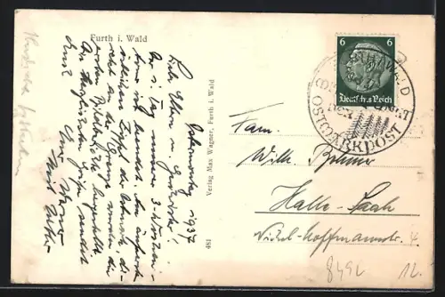 AK Furth i. Wald, Stadtansicht, Kirche, Burg