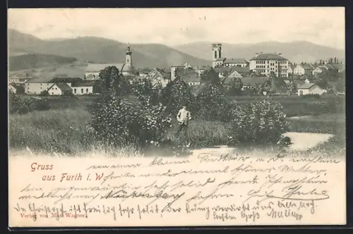 AK Furth i. W., Stadtansicht mit Kirche