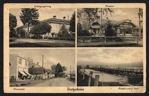 AK Bustyaháza, Kaszinó, Utcarészlet, Talabor-patek hidja