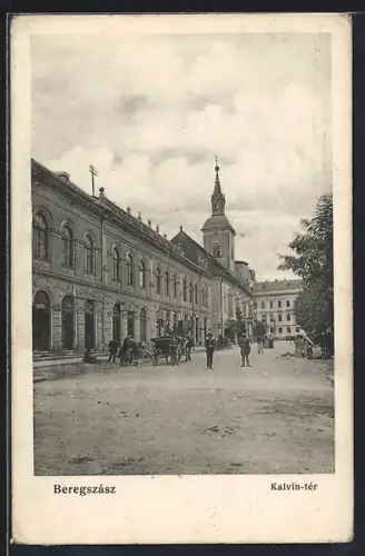 AK Beregszász, Kalvin-ter, Strassenpartie im Ort