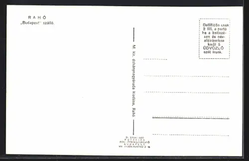 AK Rahó, Budapest szálló