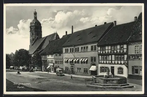 AK Sangerhausen, Markt mit Brunnen