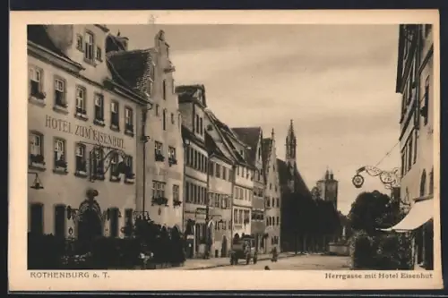 AK Rothenburg o. T., Herrgasse mit Hotel Eisenhut