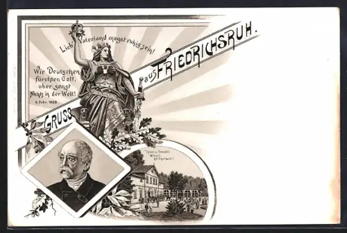 Lithographie Friedrichsruh, Hotel Pension Werner, Otto von Bismarck, Germania