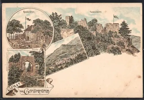 Lithographie Blankenburg, Greifenstein, Restauration, Capelle, Total