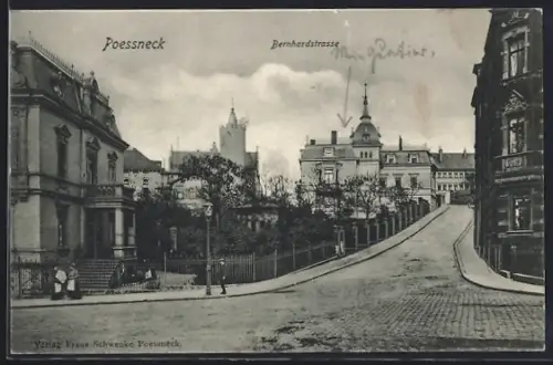 AK Poessneck, Partie in der Bernhardstrasse