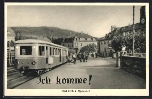 AK Bad Orb i. Spessart, Bahnhof, Haltender Zug