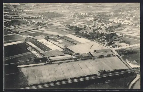 AK Halstenbek, Forstbaumschulen der Firma H. H. Pein, Fliegeraufnahme aus dem Zeppelin Hansa