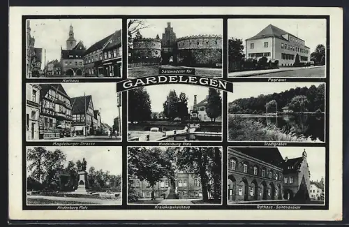 AK Gardelegen, Rathaus, Postamt, Salzwedeler Tor