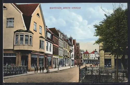 AK Buxtehude, Breite Strasse, Geschäfte, Fahrrad