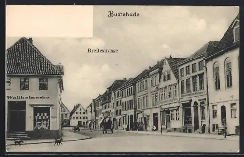AK Buxtehude, Breitestrasse mit Geschäft Wallheinecke, Panorama