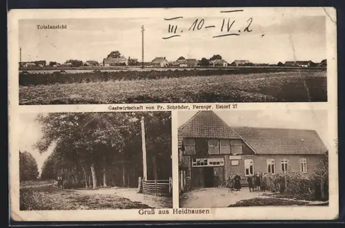 AK Heidhausen /Estorf, Gaststätte Fr. Schröder, Totalansicht, Ortspartie