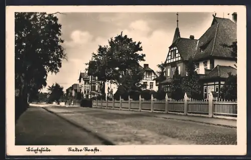 AK Buxtehude, Stader Strasse mit Villen u. Kirchturmspitze