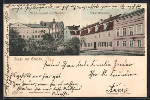 AK Gnadau, Mädchenanstalt und Seminar, Schwesternhaus mit Strasse