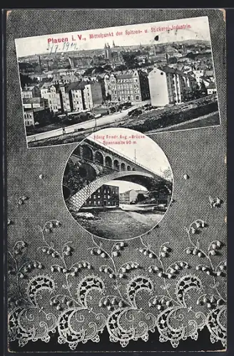 AK Plauen i. V., König Friedr. August-Brücke, Gesamtansicht