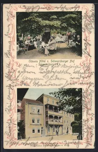 AK Schwarzburg i. Th., Gasthaus und Hotel Schwarzburger Hof mit Gartenpartie