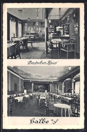 AK Calbe a. S., Gasthof Deutsches Haus, Innenansichten