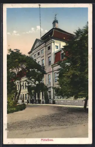 AK Barby a. d. Elbe, Kgl. Lehrerseminar, Mittelbau mit Strasse