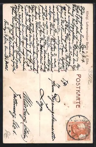 AK Barby a. d. Elbe, Kgl. Lehrerseminar, Mittelbau mit Strasse