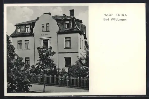 AK Bad Wildungen, Hotel Pension Haus Erika in der Hindenburgstrasse 17