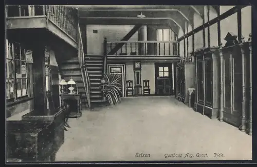 AK Selxen, Gasthaus Aug. Quast, Blick in die Diele