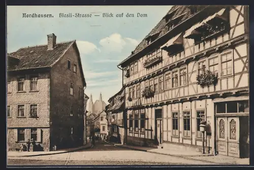 AK Nordhausen, Blasii-Strasse mit Blick auf den Dom