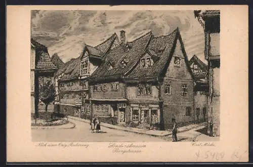 Künstler-AK Sondershausen / Thüringen, Burgstrasse, Nach einer Original-Radierung von Curt Mücke