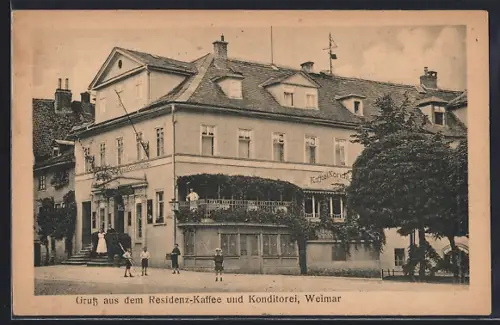 AK Weimar / Thüringen, Residenz-Cafe und Konditorei von der Strasse aus gesehen