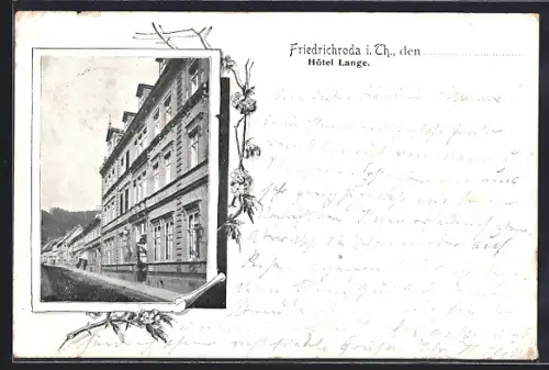 AK Friedrichroda i. Th., Hotel Lange von der Strasse aus