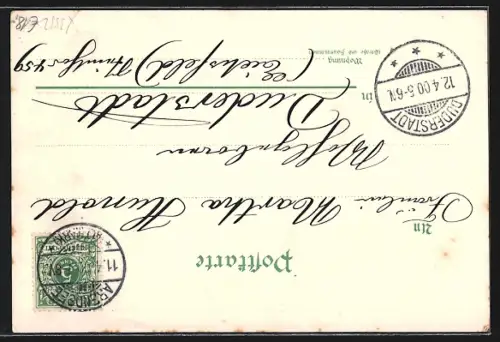 Lithographie Bad Arendsee i. d. Altmark, Gasthaus Schützenhaus, Kurhaus, Klosterkirche