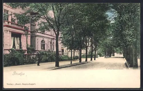 AK Itzehoe, Victoriastrasse mit Bäumen