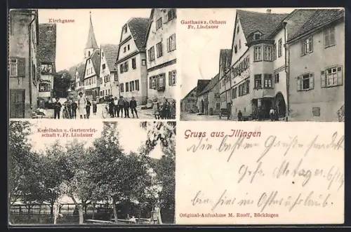 AK Illingen / Württ., Gasthaus zum Ochsen, Inh. Fr. Lindauer, Kirchgasse