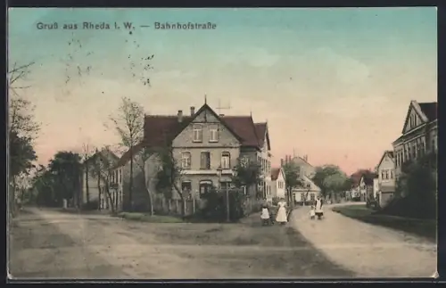 AK Rheda i. W., Blick in die Bahnhofstrasse