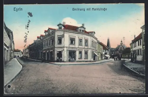 AK Egeln, Breiteweg mit Marktstrasse