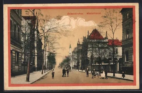 AK Gelsenkirchen, Weststrasse mit Leuten