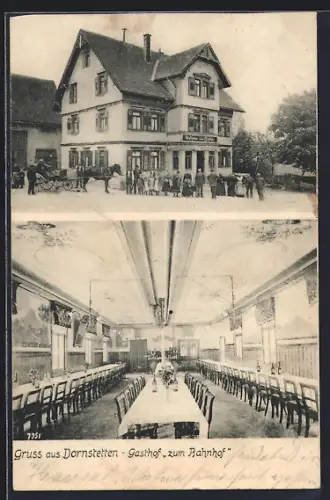 AK Dornstetten, Gasthof zum Bahnhof von innen und aussen