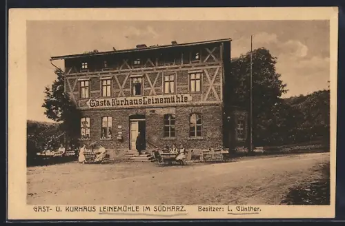 AK Mansfeld im Südharz, Gasthaus und Kurhaus Leinemühle von L. Günther