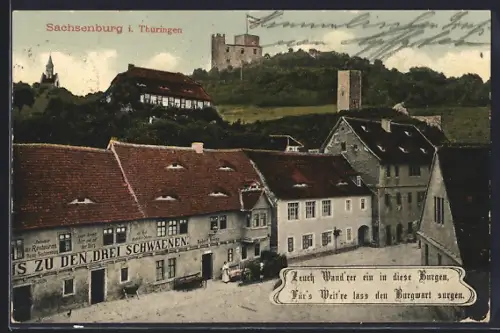 AK Sachsenburg i. Thüringen, Gasthaus zu den Drei Schwaenen