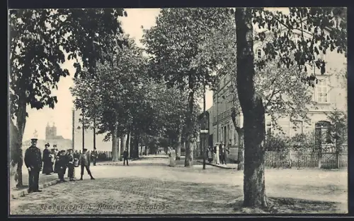 AK Seehausen i. d. Altmark, Partie auf der Bahnstrasse