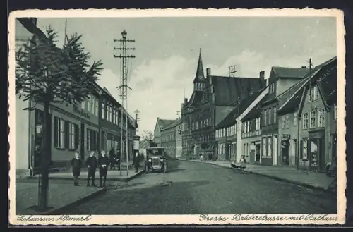 AK Seehausen /Altmark, Grosse Brüderstrasse mit Rathaus