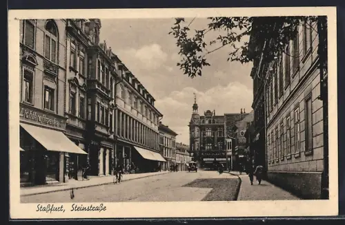 AK Stassfurt, Steinstrasse mit Geschäften